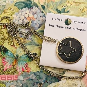 NWT Ten Thousand Villages Capiz North Star Pendant Necklace